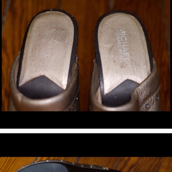 Michael Kors Gold leather wood heel mules - Picture 6 of 8